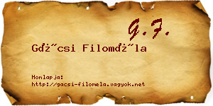 Gácsi Filoméla névjegykártya